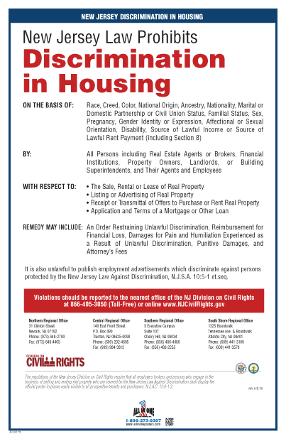 New Jersey Discrimination in Housing Notice