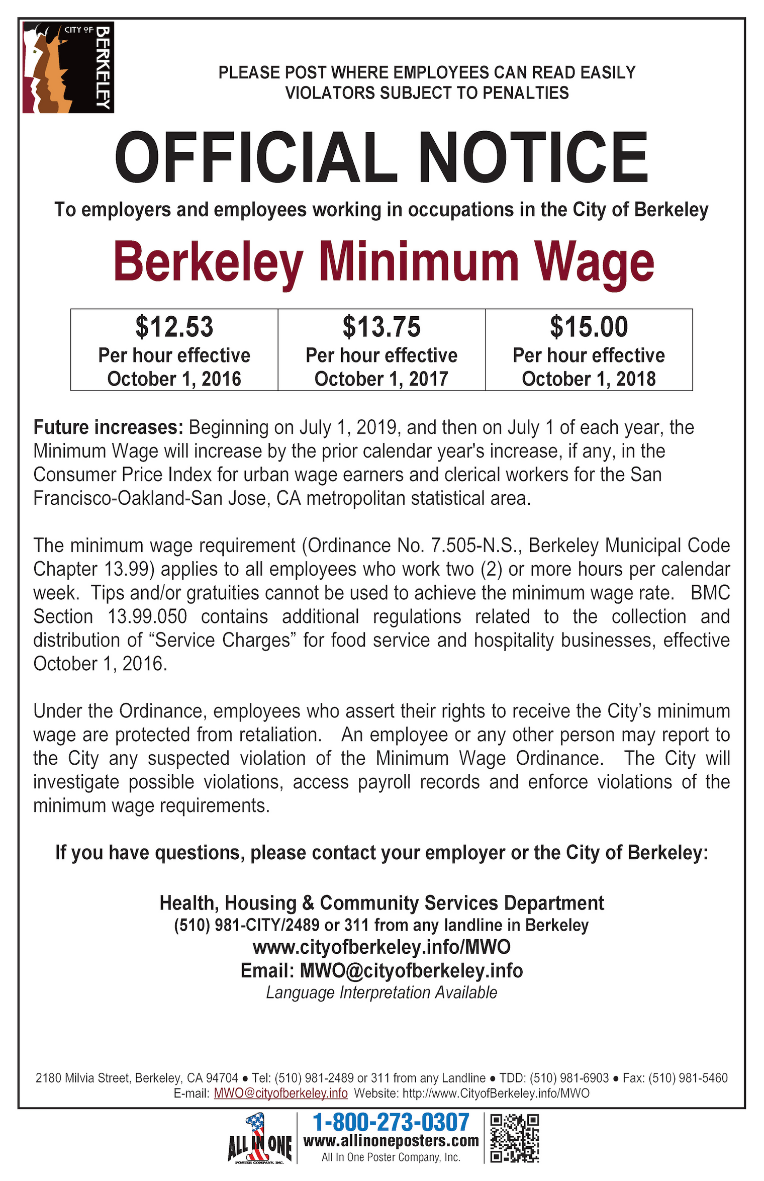 2026 Belmont City Minimum Wage Poster