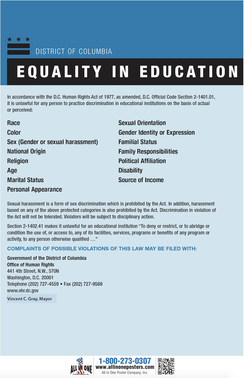 District of Columbia Equality in Education