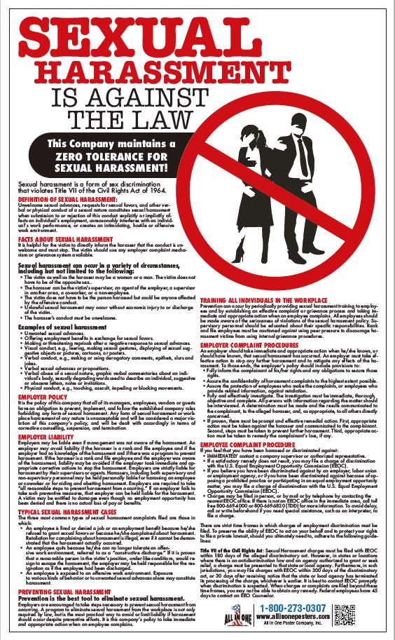 Federal Sexual Harassment | OSHA Safety Poster for Workplace – All In ...