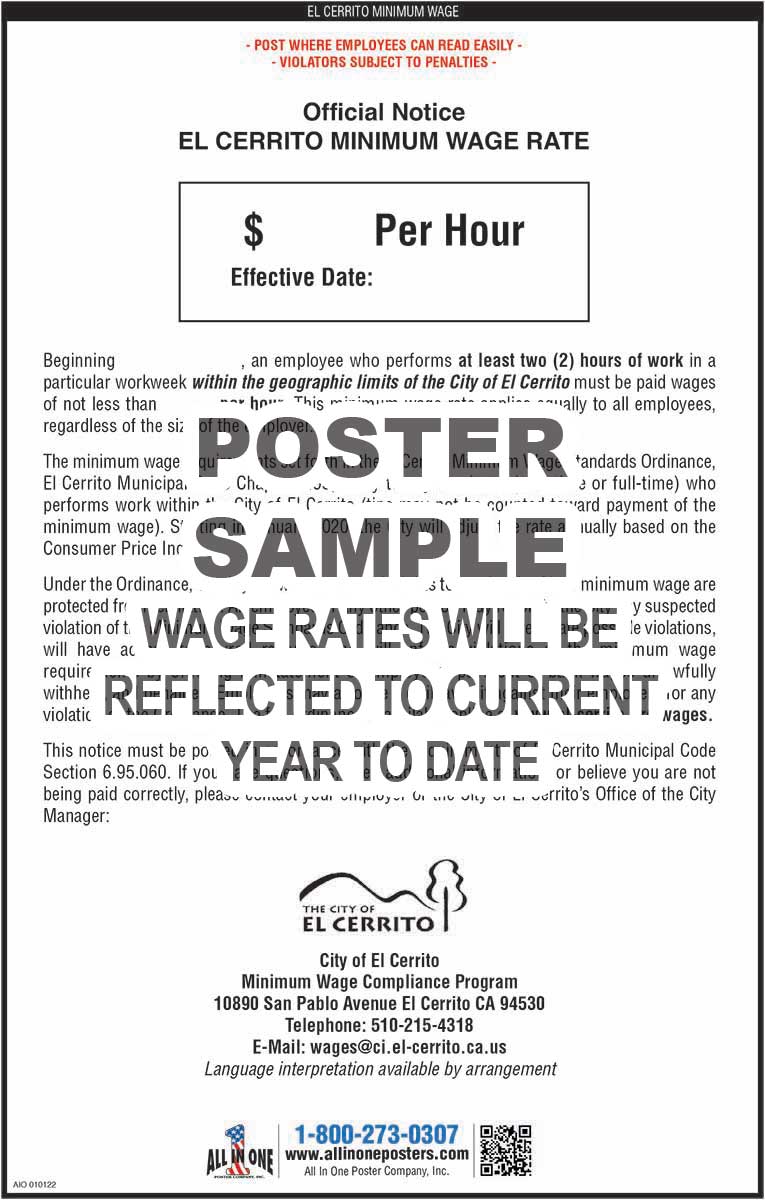 2026 El Cerrito Minimum Wage