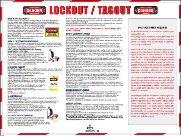 Lockout Tagout Osha Safety Poster For Workplace