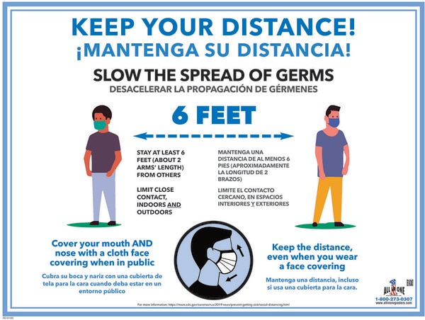 Social Distancing Safety Poster for COVID-19 Bilingual ...