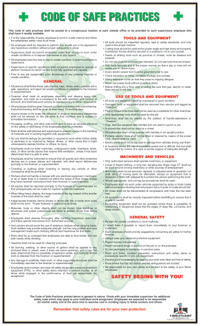 Federal Code of Safe Practices | OSHA Safety Poster for Workplace – All ...