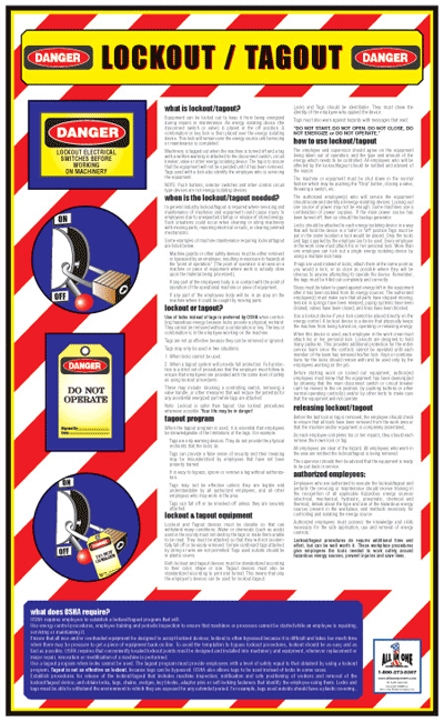 Lockout / Tagout | OSHA Safety Poster for Workplace – All In One Posters