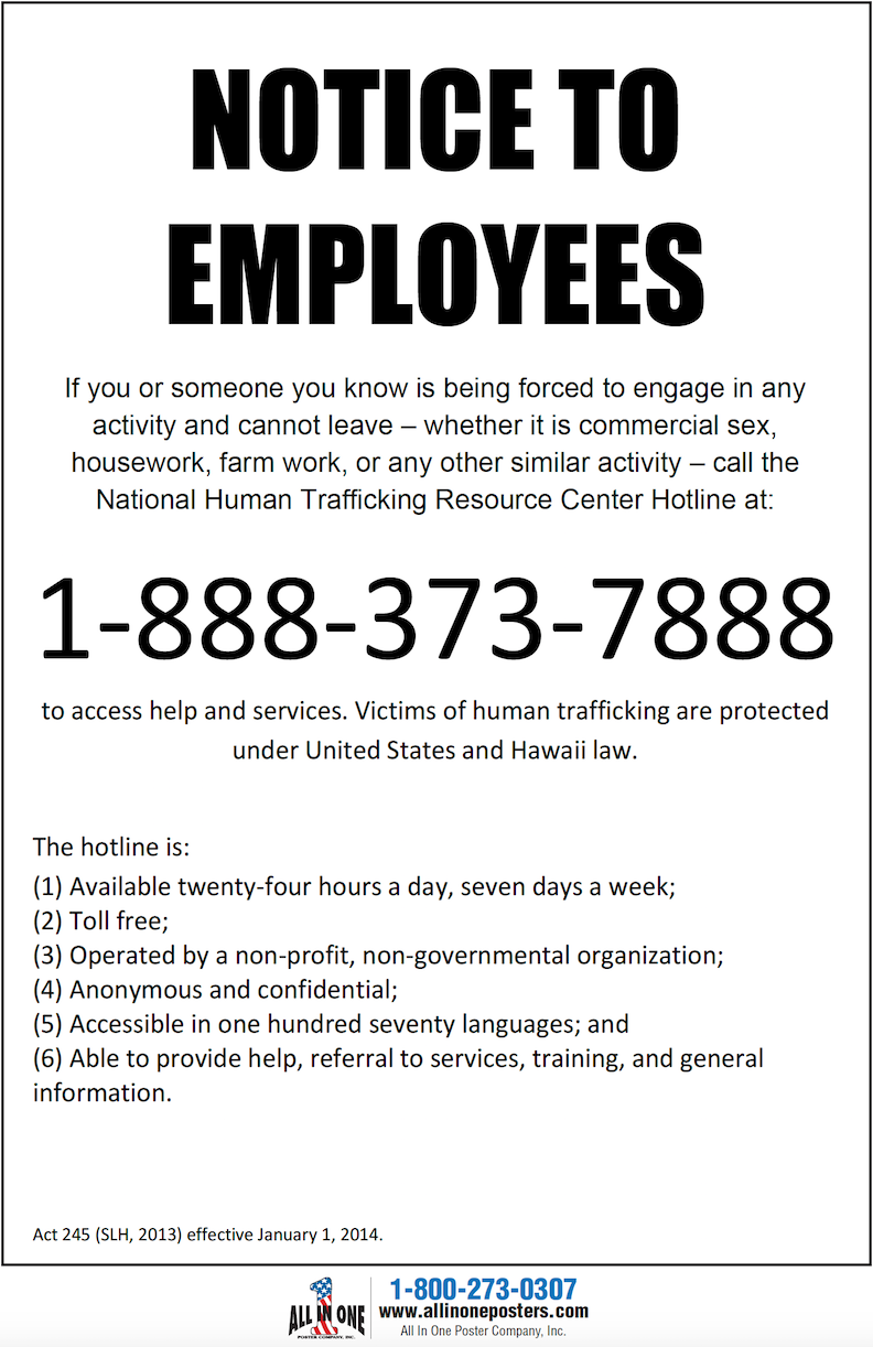 Hawaii Human Trafficking Hotline