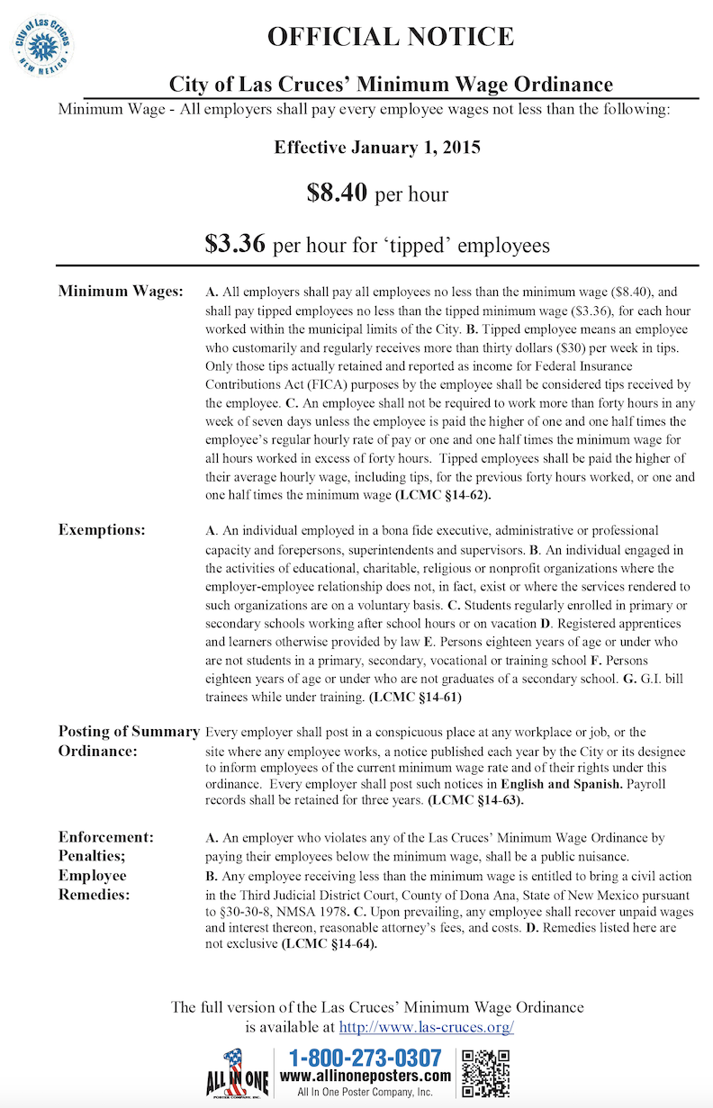 2026 Las Cruces Minimum Wage Ordinance