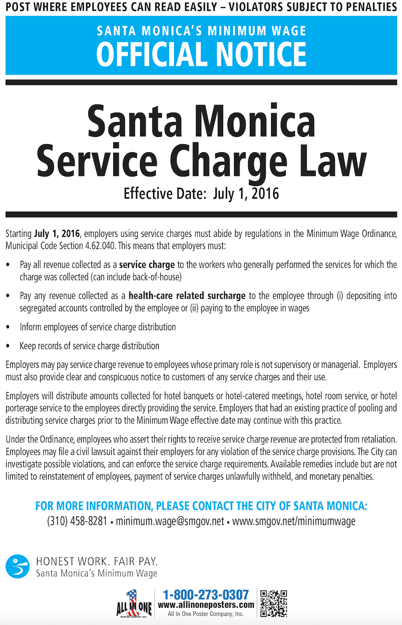 Santa Monica Service Charge Law
