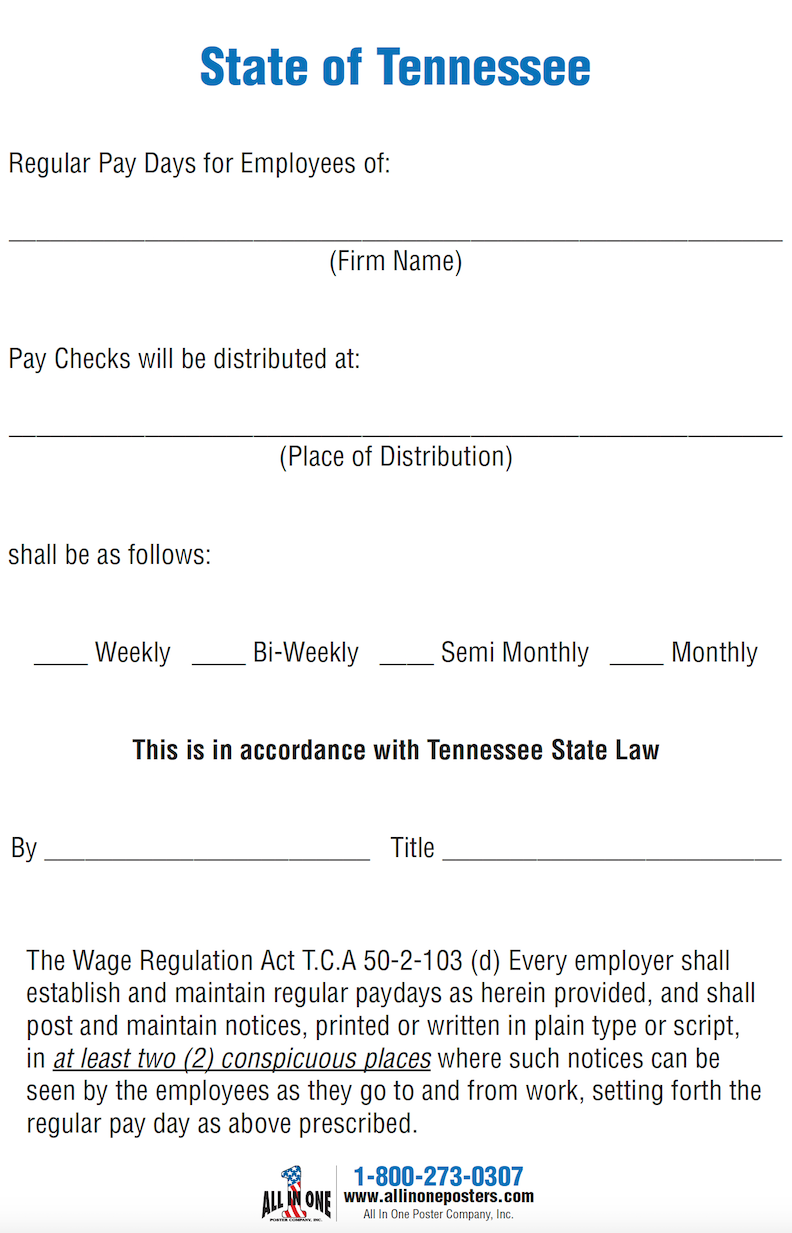 Tennessee Pay Day Notice