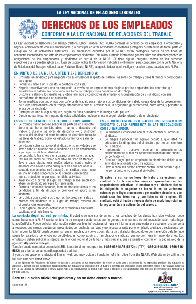 Employee Rights Under NLRA PAPER Spanish
