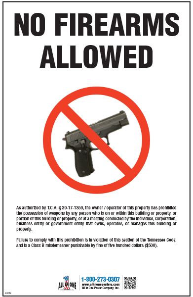 Tennessee No Firearms Allowed Poster