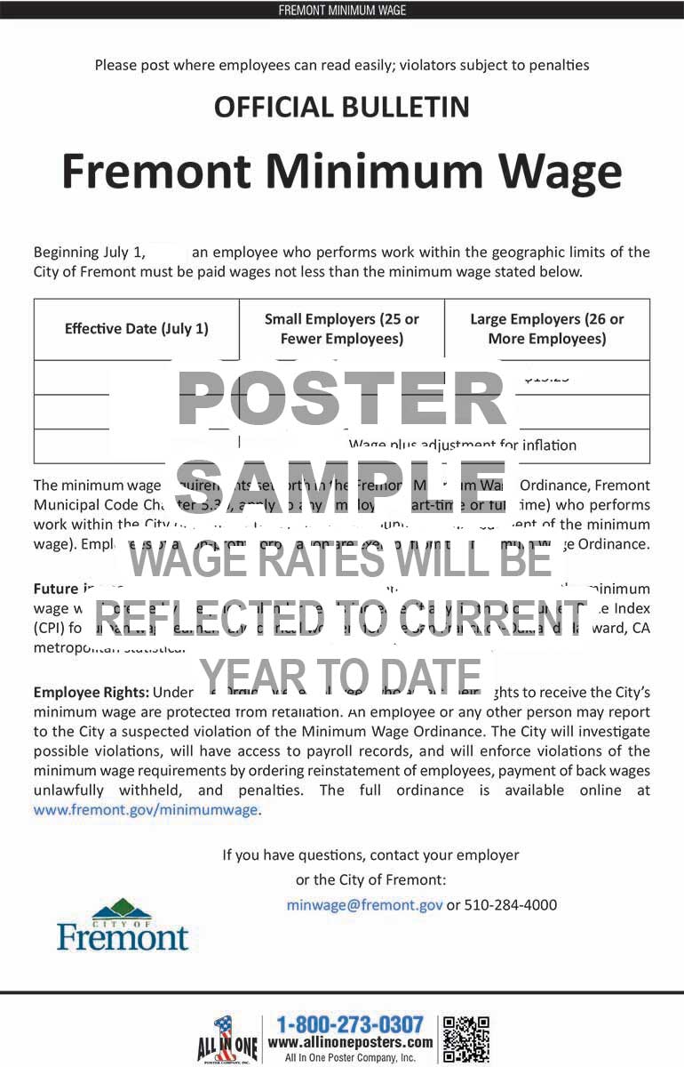 2026 Fremont Minimum Wage