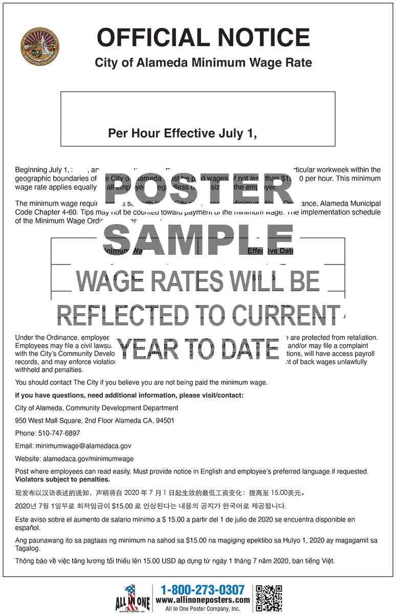 2026 Alameda City Minimum Wage Poster