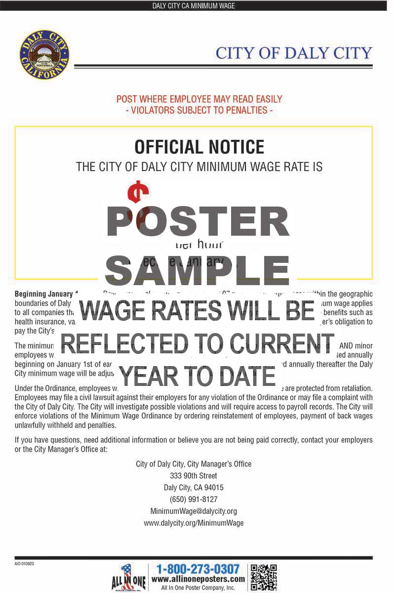 2026 Daly City Minimum Wage Poster