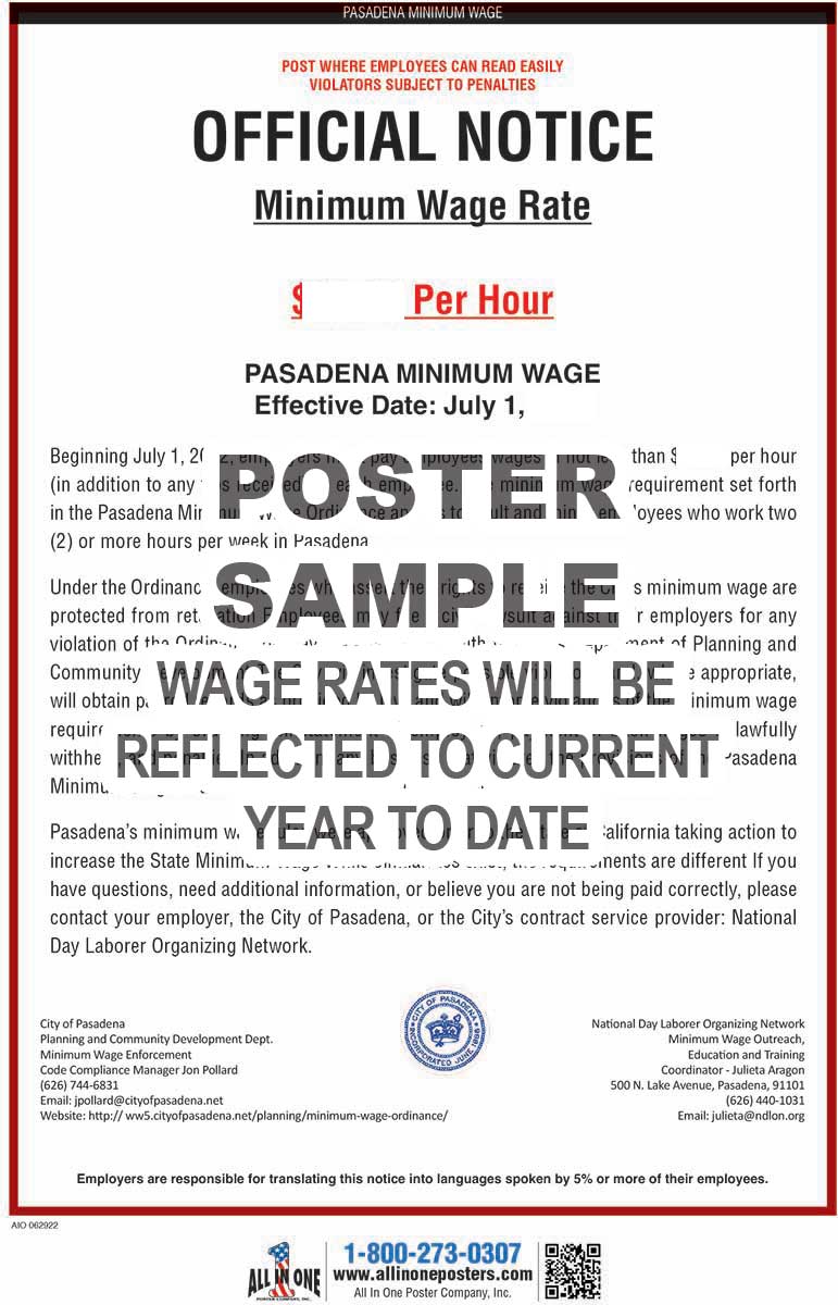 2026 Pasadena Minimum Wage