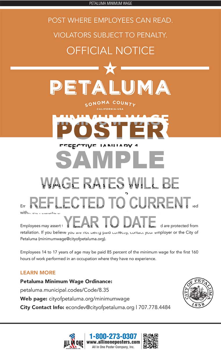 2026 Petaluma City Minimum Wage Poster