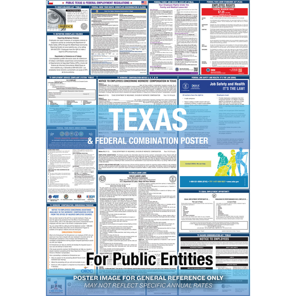 Texas & Federal Labor Law Poster | All In One Poster Company – All In ...
