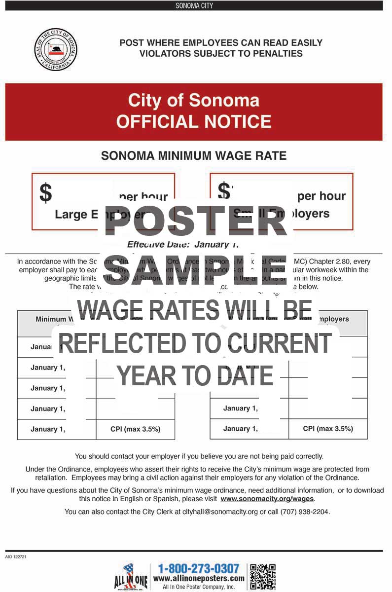 2026 Sonoma City Minimum Wage Poster