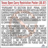 Texas Gun Law Poster Bilingual